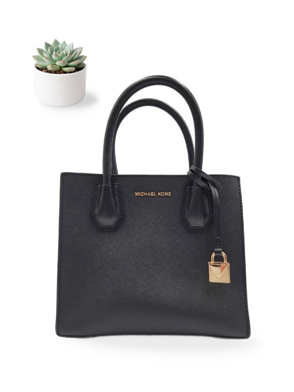 Michael Kors Black Handbags Mercer Medium Messenger Saffiano Leather 38S0GM9M6L